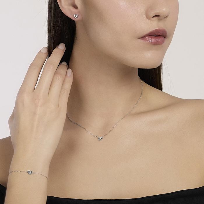 Girocollo in argento con catena forzatina e cuore VOILÀ