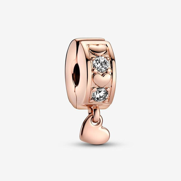 Charm Clip Coeurs et Pierres avec Pendentif Coeur