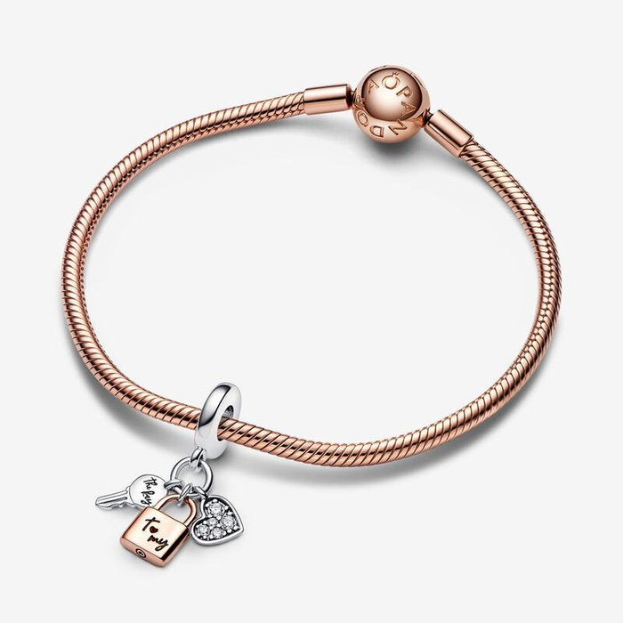 Pendentif clé, cadenas et cœur