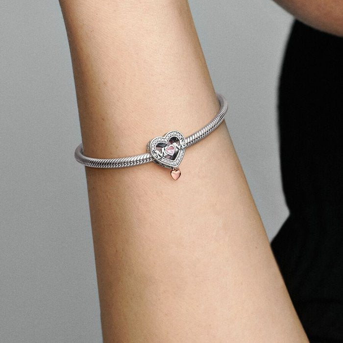 Pendentif Charm Ajouré Maman avec Coeur