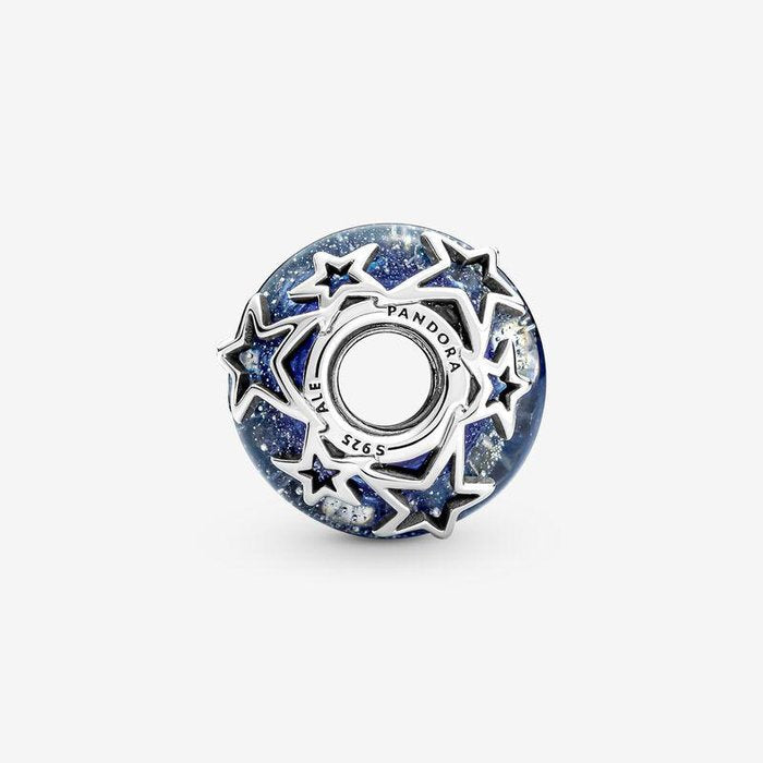 Charm Vetro di Murano Blu con Stelle