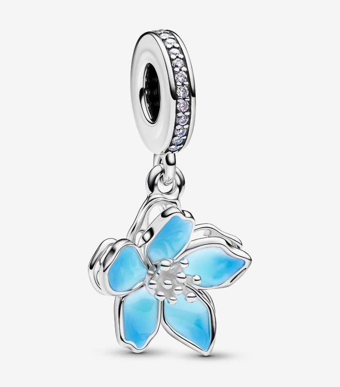 Pendentif Charm Fleur de Cerisier Bleu
