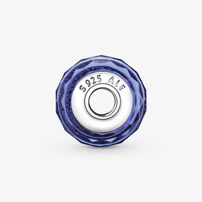 Breloque en verre de Murano bleu irisé