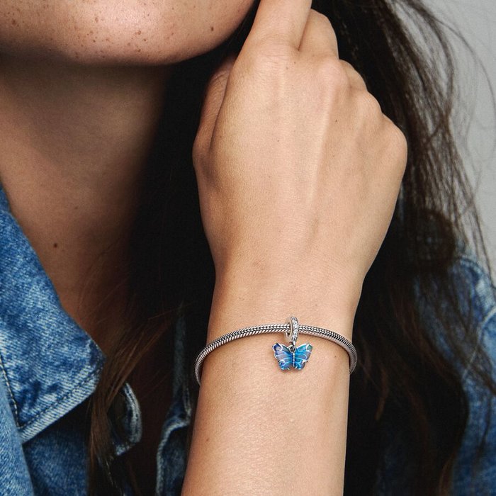 Charm Pendente Farfalla Vetro di Murano Blu