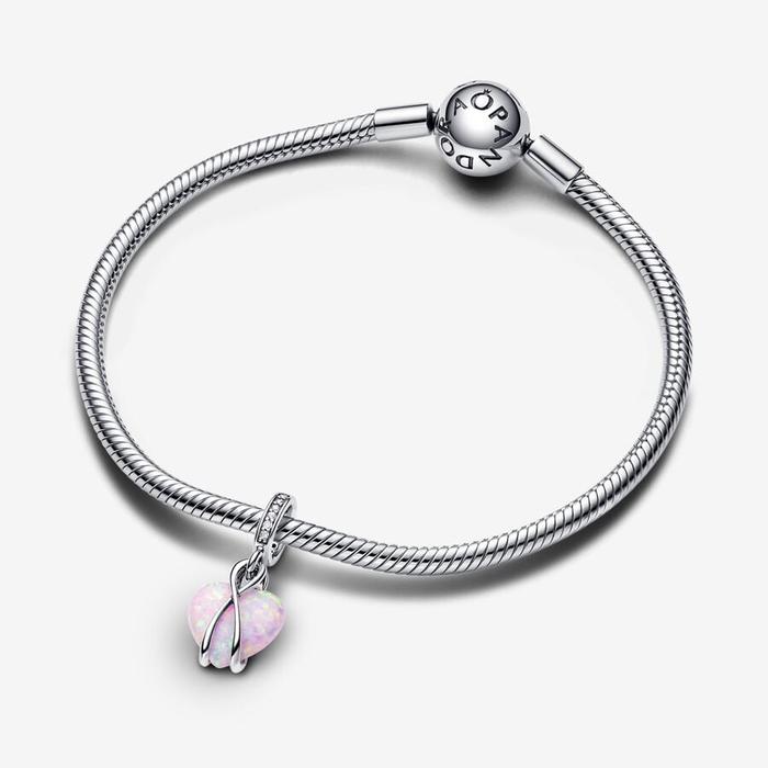 Pendentif cœur de maman rose opalescent