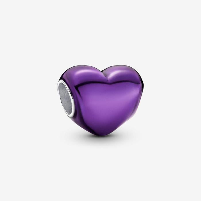 Breloque cœur métallique violet