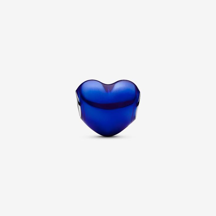 Breloque cœur bleu métallique