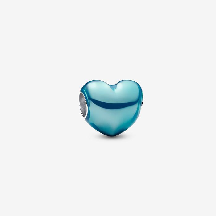 Blue Metallic Heart Charm