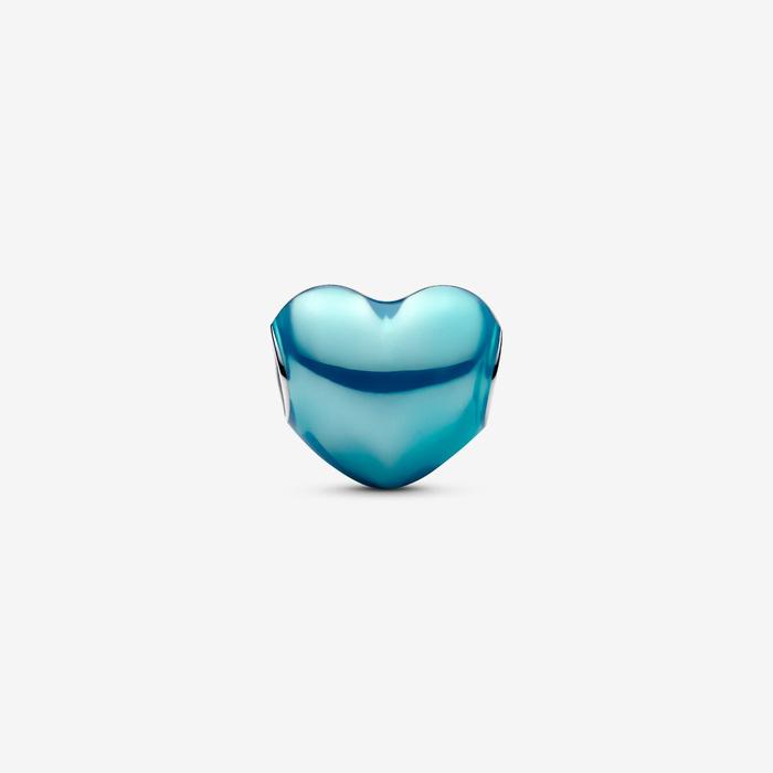 Blue Metallic Heart Charm