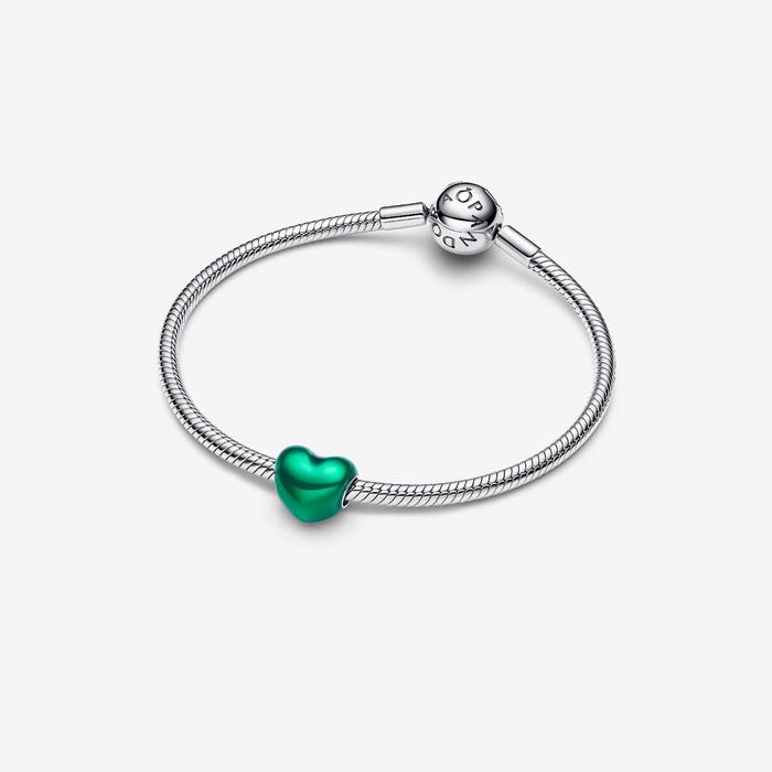 Charm Cuore Metallico Verde