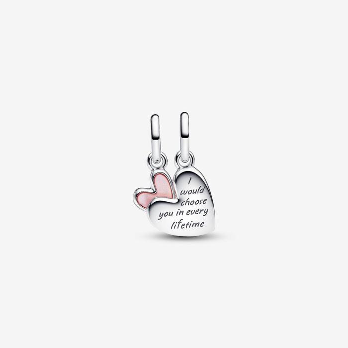 Charm Pendente Unione di Cuori Mamma e Figlia divisibile
