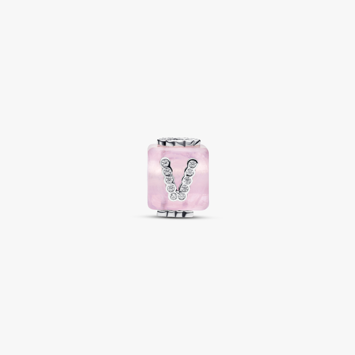 Charm Cubo Love Vetro di Murano Rosa