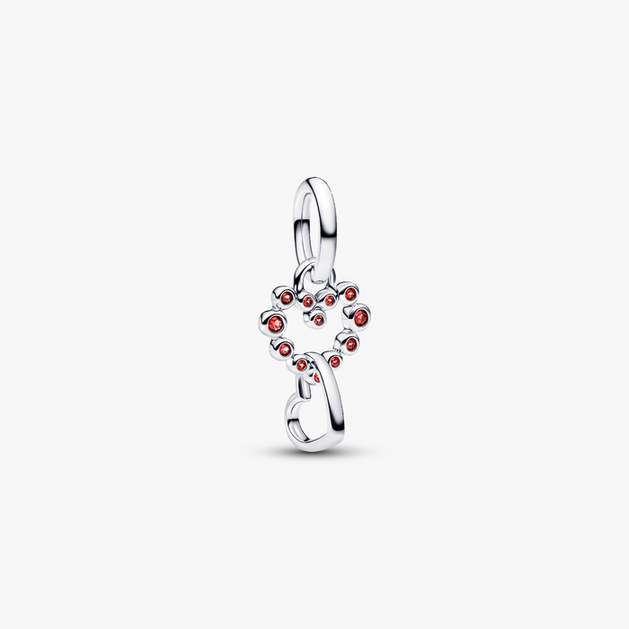 Charm Pendente Cuori Intrecciati con Cristalli Rossi