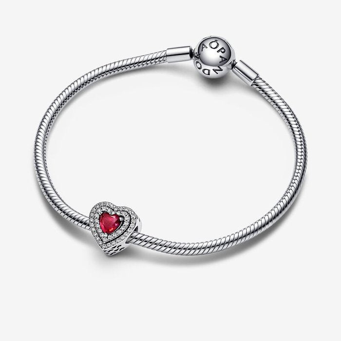 Breloque cœur rouge et pavé