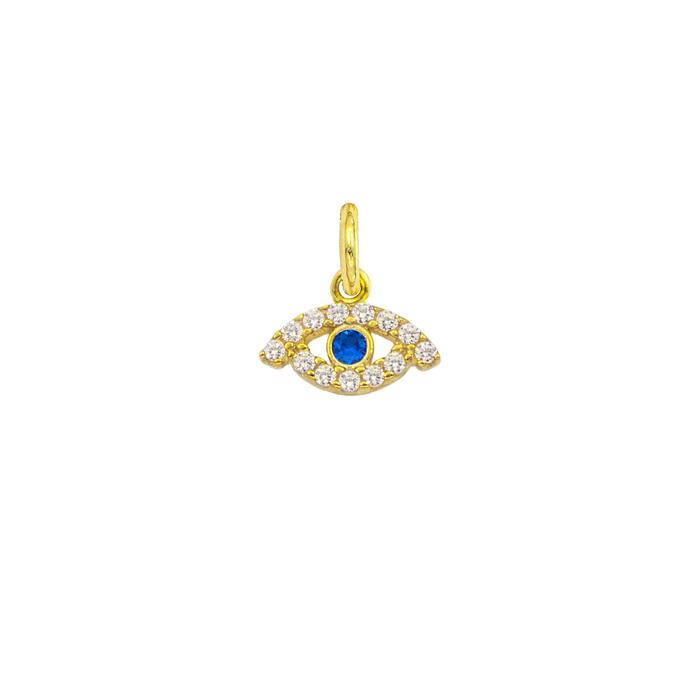 Charm Occhio Portafortuna in Oro e Zirconi