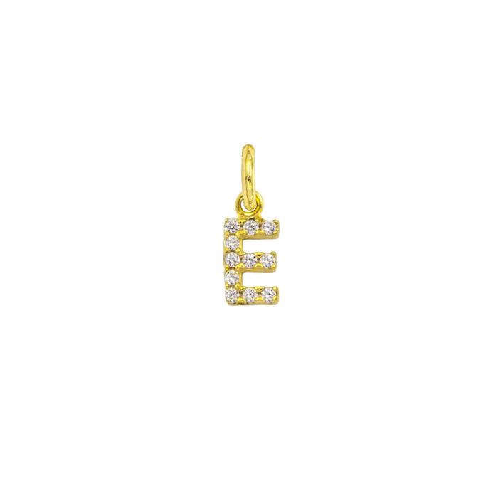 Charm Lettera E in Oro e Zirconi