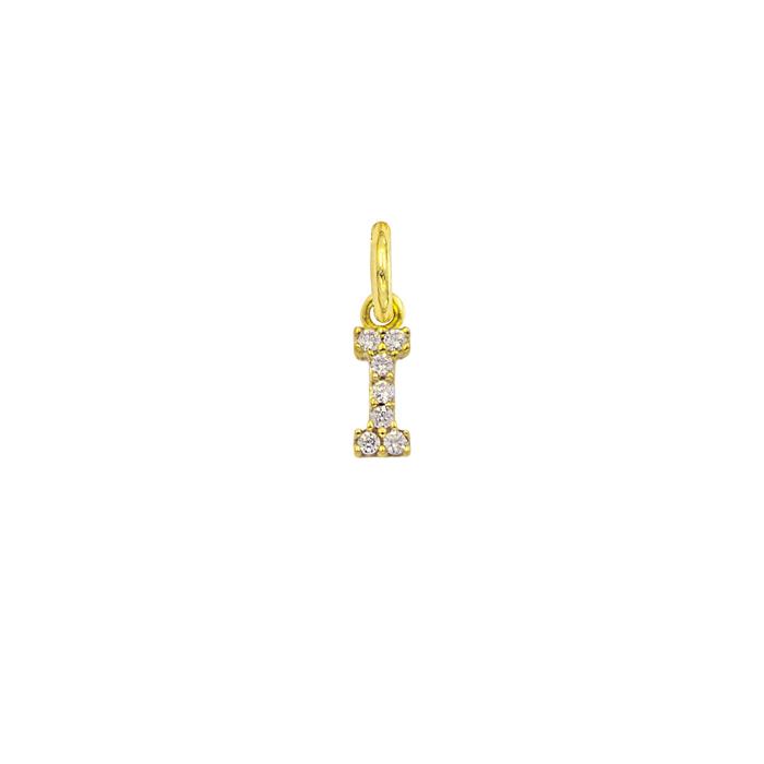 Charm Lettera I in Oro e Zirconi