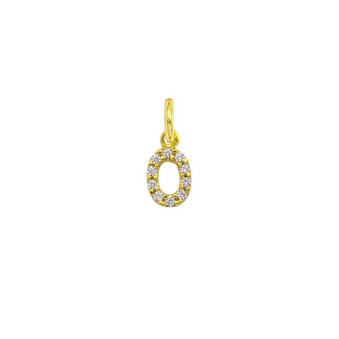 Charm Lettera O in Oro e Zirconi