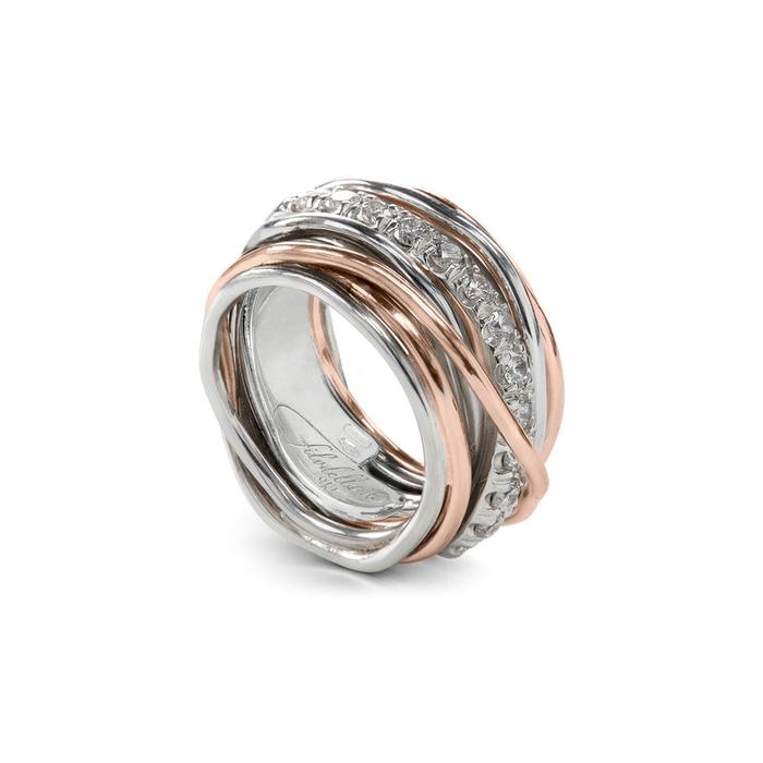 Collier Filodellavita Carato 13 rangs en or rose 9 carats, argent 925 et diamants blancs