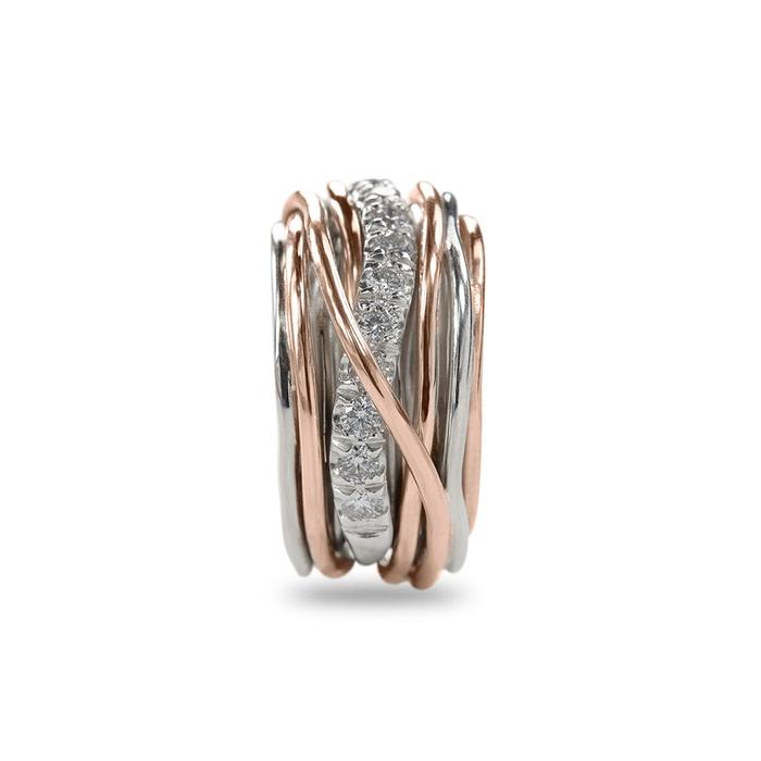 Collier Filodellavita Carato 13 rangs en or rose 9 carats, argent 925 et diamants blancs