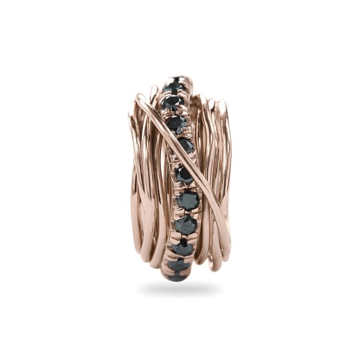 Filodellavita en or rose 13 carats 9 carats et diamants noirs