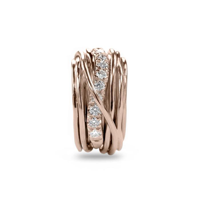 Filodellavita en or rose 13 carats 9 carats et diamants blancs