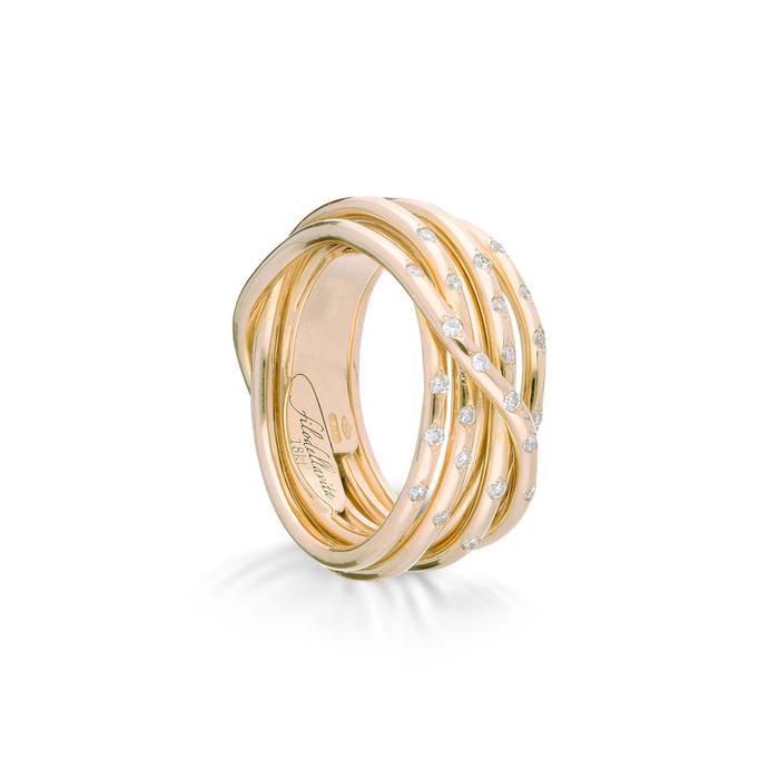 Filodellavita Leda 7 fils en or jaune 18 carats et diamants blancs