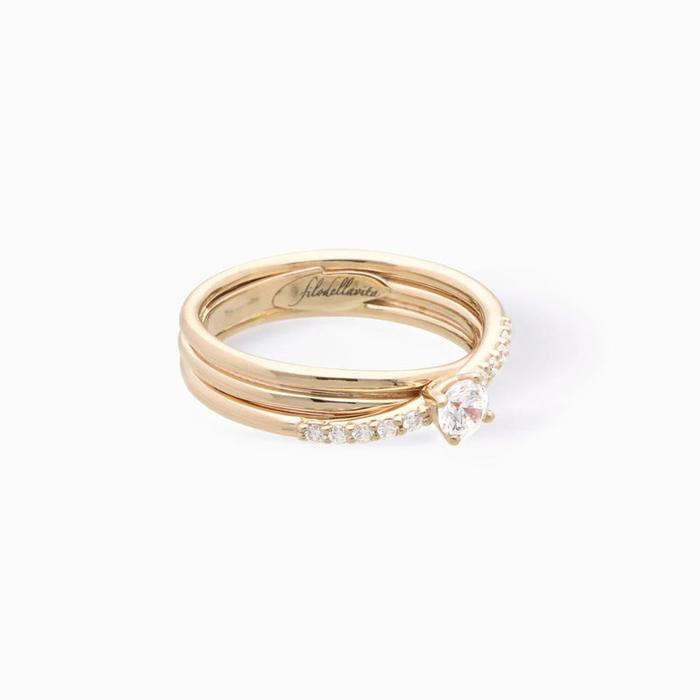 Filodellavita 3 strands in Yellow Gold with Colorless Diamond and Diamond Riviera