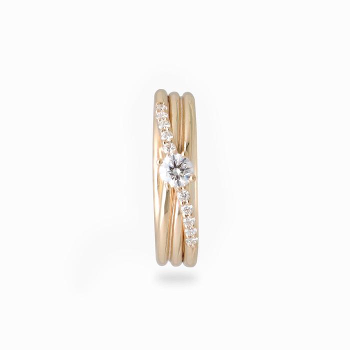 Filodellavita 3 strands in Yellow Gold with Colorless Diamond and Diamond Riviera