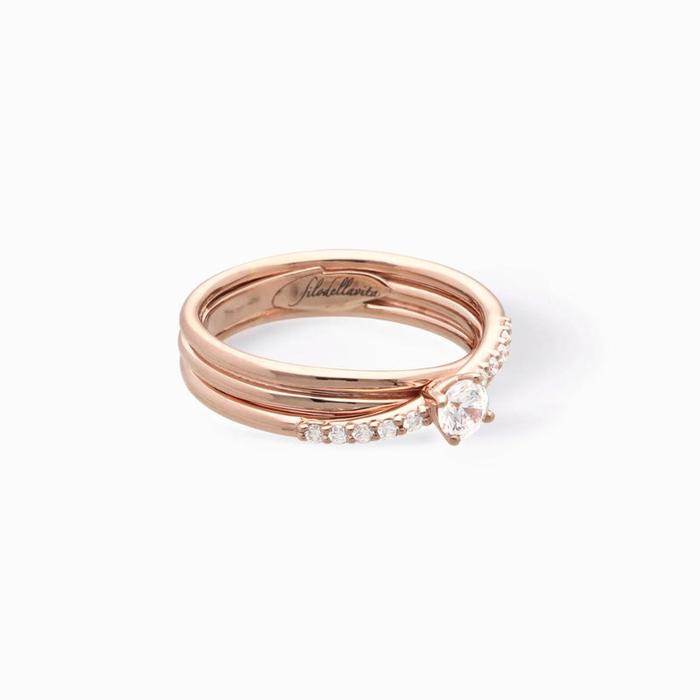 Filodellavita 3 strands in Rose Gold with Colorless Diamond and Diamond Riviera