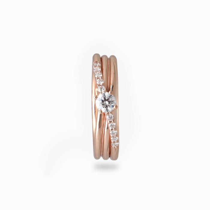 Filodellavita 3 strands in Rose Gold with Colorless Diamond and Diamond Riviera