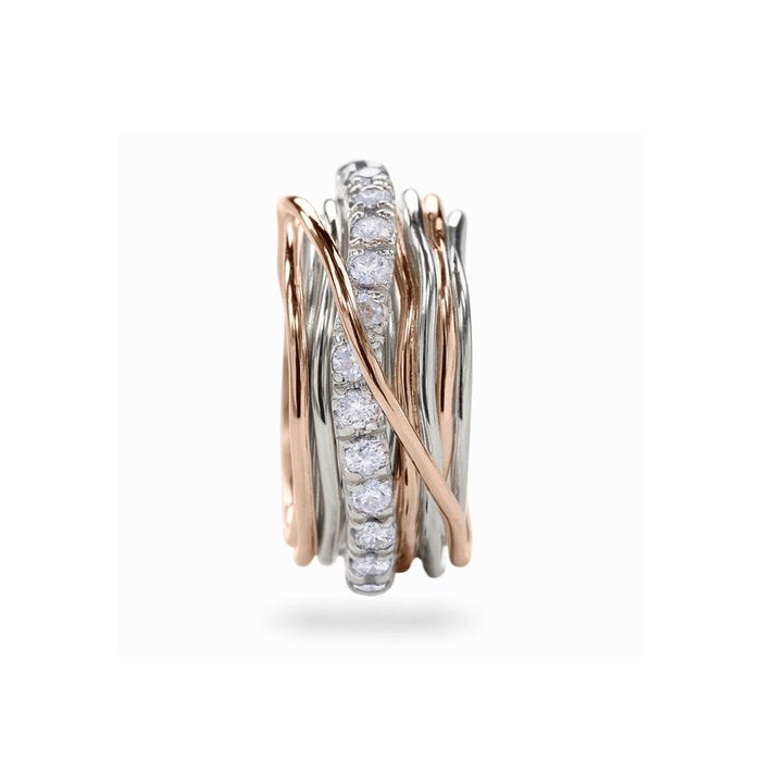 Filodellavita Prezioso - 13 brins en or rose/jaune 9 carats, argent 925 et diamants blancs