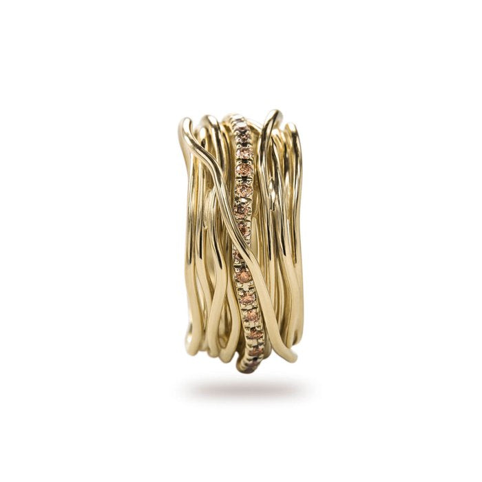 Filodellavita Classic - 13 brins en or jaune 9 carats et 16 diamants bruns