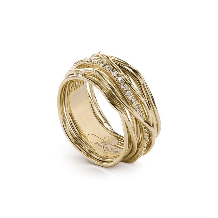 Filodellavita Classic 13 brins en or jaune rose 9 carats et 16 diamants blancs