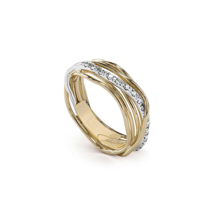 Filodellavita Classic 7 strands in Yellow Gold and White Gold riviere with 16 White Diamonds