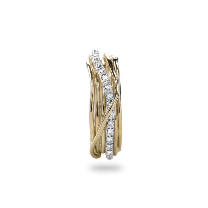 Filodellavita Classic 7 strands in Yellow Gold and White Gold riviere with 16 White Diamonds