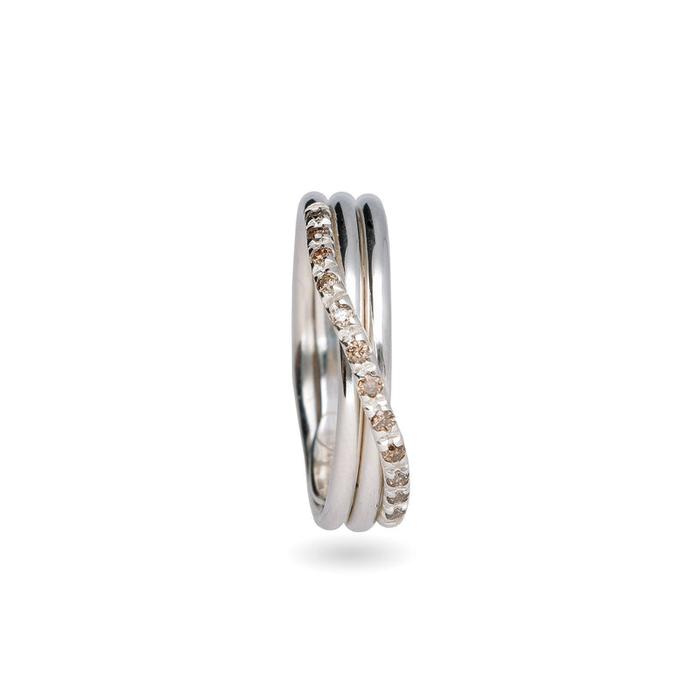 Filodellavita Classic 3 brins en argent 925 et 12 diamants bruns