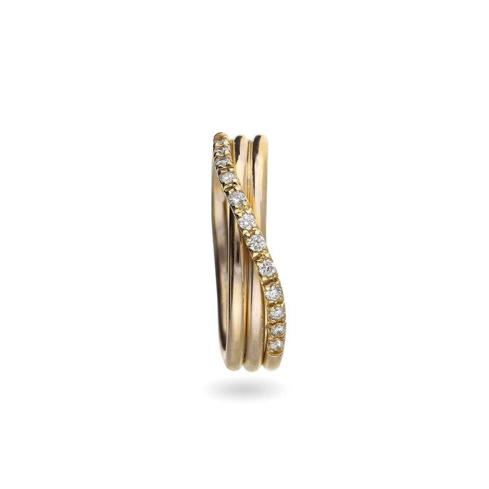 Filodellavita Classic 3 brins en or jaune 9 carats et 12 diamants blancs