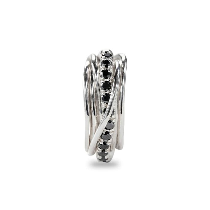 Filodellavita Rock 7 brins en argent 925 et diamants noirs