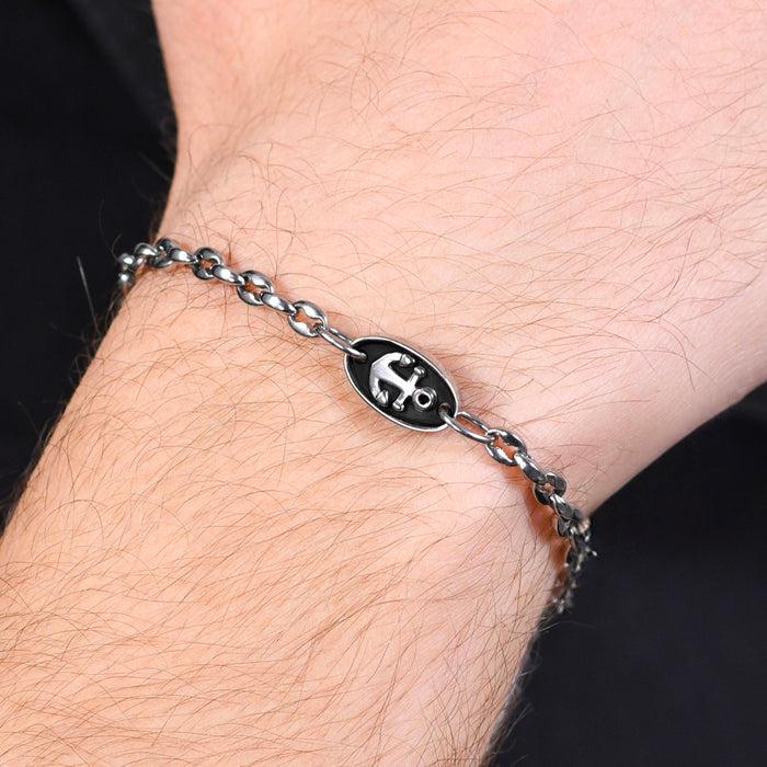 BRACELET HOMME EN ACIER AVEC ANCRE