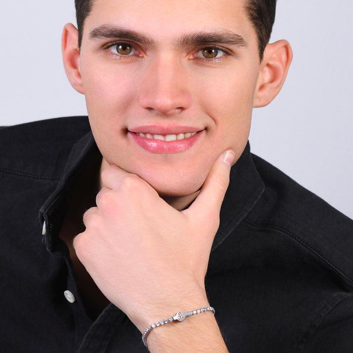 BRACELET DE TENNIS HOMME EN ACIER AVEC ZIRCONE BLANC