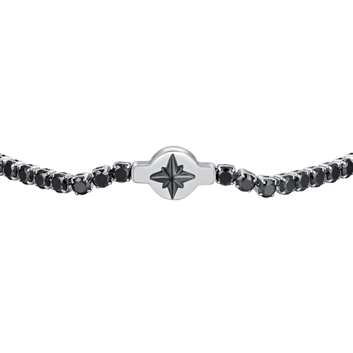 BRACELET DE TENNIS HOMME EN ACIER AVEC ZIRCONE NOIRE