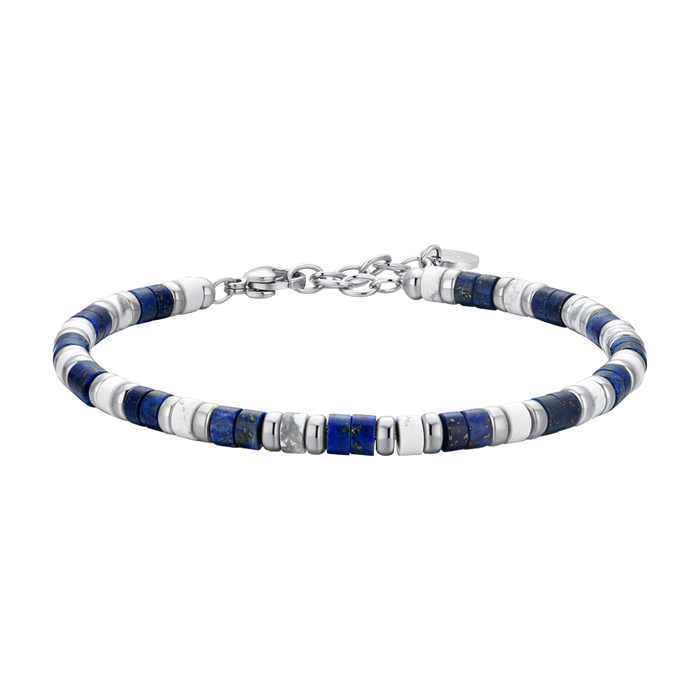 BRACELET HOMME EN ACIER AVEC PIERRES LAPIS