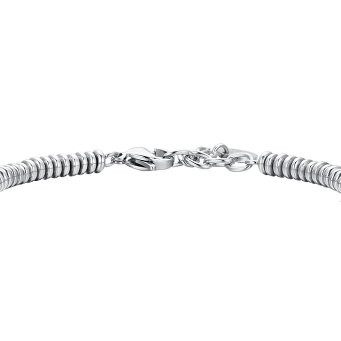 BRACELET HOMME EN ACIER HÉMATITE ARGENT ET NOIR
