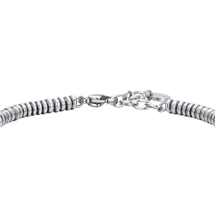 BRACELET HOMME EN ACIER HÉMATITE ARGENT ET BLEU