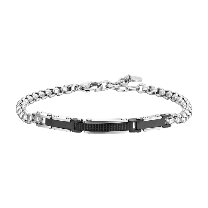 BRACELET HOMME EN ACIER ET ÉLÉMENTS EN ACIER NOIR IP