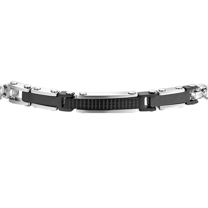BRACELET HOMME EN ACIER ET ÉLÉMENTS EN ACIER NOIR IP