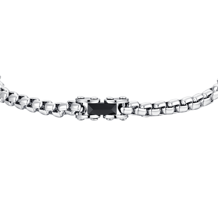 BRACELET HOMME EN ACIER AVEC ÉLÉMENTS EN CÉRAMIQUE NOIRE