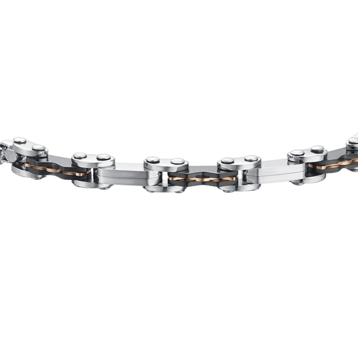 BRACELET POUR HOMME EN ACIER AVEC ÉLÉMENTS IP NOIR ET IP ROSE