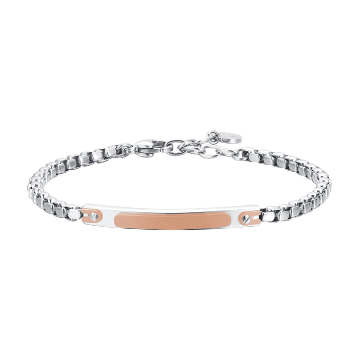 BRACELET HOMME EN ACIER AVEC PLAQUE IP ROSE